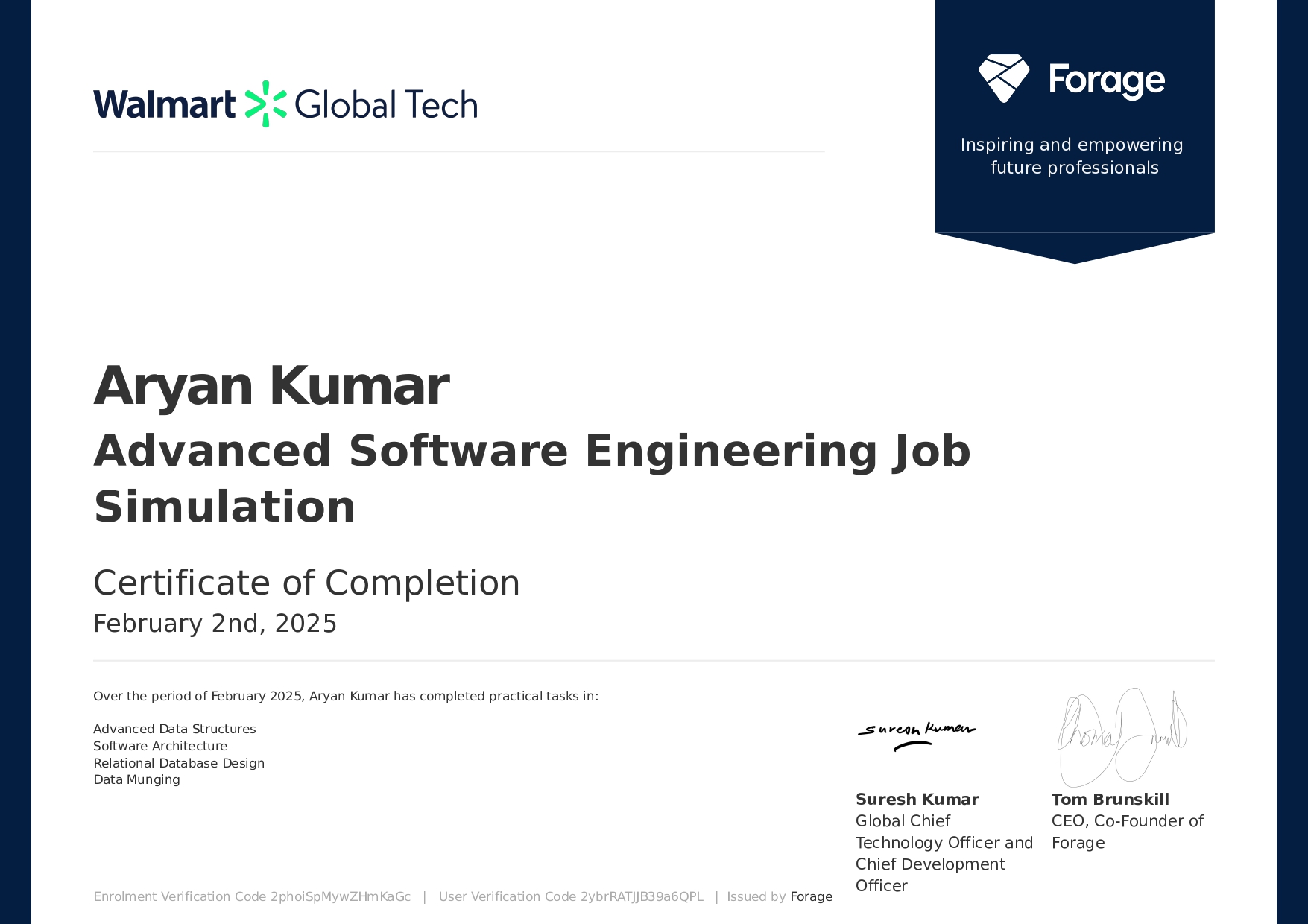Certificate in Advanced Software Engineering